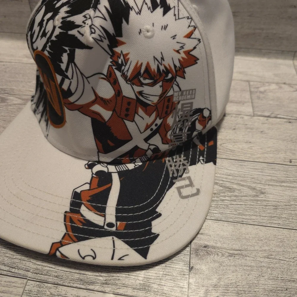 My Hero Academia Hat‎ Cap Snap Back White Orange Katsuki Bakugo Kacchan Manga